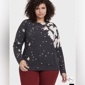 Torrid Dark Gray and Cream Splatter Sweatshirt